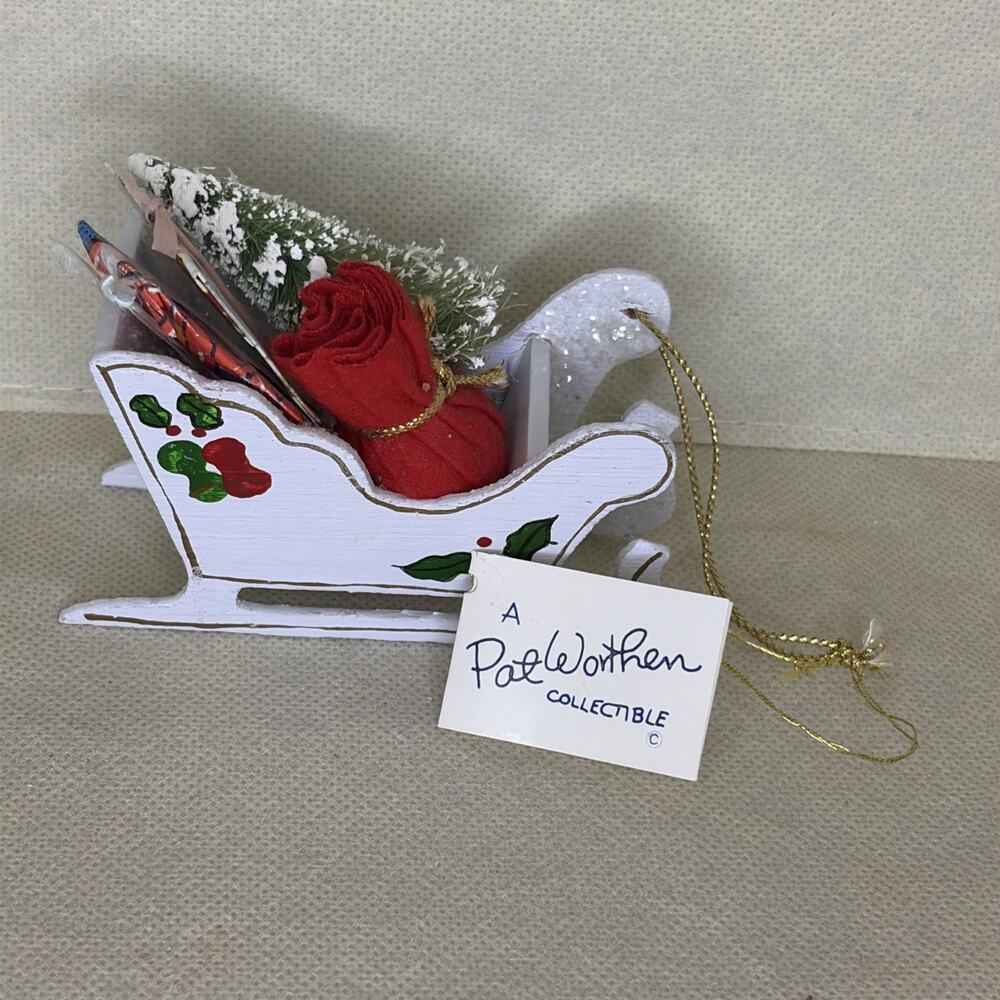 "Sleigh " A Pat Worthen Collectible Wooden Ornament For Treasure Masters
